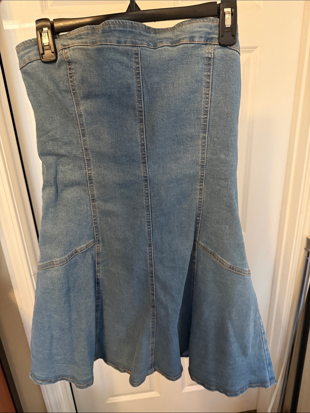 Light Wash Denim Flared dress - Blue
